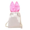 Easter Bunny Pouch Bags Gift Wrap with Rabbit Ears Easter Rabbit Tote Bags Easter Gift Bags for Kids 0207