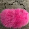 Pink- Real Fox Fur Bag damväska hand varmare kedja axel handväska tote handväska väska274i