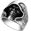 Cluster Rings Vintage Men Large Casted Death Skull Grim Reaper Punk Ring Alloy Fashion For Jewelry Party Gift Accessories