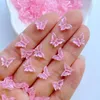 Figurine decorative 100 pezzi carino mini 7 10mm rosa brillante farfalla cabochon in resina con retro piatto scrapbooking gioielli fai da te decorazione artigianale