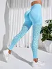 Leggings da donna Pantaloni da yoga a vita alta senza cuciture sui fianchi color pesca Pantaloni da yoga con fondo sportivo traspirante a righe vuote Fitness da donna