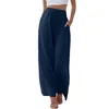 Pantalons pour femmes vêtements pour femmes mode couleur unie taille haute cordon élastique lâche grande taille pantalon droit femmes culottes coton