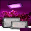 Grow Lights 50W 100W LED 220V PURPLE PHYTO LIGHT MED PLUG Växtlampor för växthushydroponisk blomma SEDING Drop Delivery Lighti DHY8A