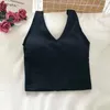 Camisoles tanques roupa interior sem fio v-tie coreano com almofada no peito de malha push up sutiã esportes