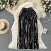 Gonne Donna Glitter Paillettes Vita alta Gonna sexy Party Fashion Vintage A-line Nero Argento Goth Abbigliamento primavera estate