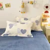 Bedding Sets 4Pcs Milk Velvet Duvet Cover Set Winter Thickened Warmth Soft Plush Cute Plaid Bed Linen Double