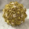 Decorative Flowers & Wreaths Handmade Wedding Bridal Beaded Holding Bouquet Diamond Pearl Bridesmaid Cute Gold Mariage With Lace W273H