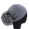 Roupas étnicas Mulheres Hijabs Grande Flor Turbante Hairwrap Elástico Pano Faixas de Cabelo Chapéu Beanie Senhoras Muçulmanas Perda Sólida Lenço Cap Headpiece