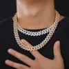 Hip Hop Jewelry 14mm High Quality 18k Gold Plated Brass 3 Row Aaaaa Cz Diamond Iced Out Pill Shape Cuban Link Chain Necklace