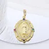 Charms Juya Handmade Talisman Religious Jewelry Supplies 18K Real Gold Plated Christian Cross Saint Virgin Mary