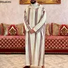 民族衣類2024伝統的なイスラム教徒Eid中東Jubba Thobe Men Arab Robes with Long Sleeves Giftes