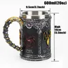 Mugs GOT Stainless Steel And Resin Beer Mug 400ml 600ml Tankard Water Cup Coffee Christmas Halloween Birthday Gift Drinkware