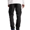 Men's Pants Men Zip Button Sweatpants Summer Solid Color Casual Loose Fit Drawstring Ankle Pleated Jogger Cargo Pant With Pockets