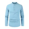 Men's T Shirts Mens Size Medium Heavy Cotton Men Casual Button Down Shirt Fashion Simple Collar Half Open