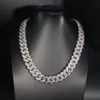 20 mm de ancho Plata de ley 925 Vvs Moissanite Iced Out Cadena de eslabones cubanos Cz Joyería de moda