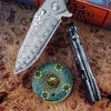 Nouveau haut de gamme 0562 Flipper couteau pliant VG10 Damascus Steel Drop Point Lame CNC TC4 Poignée en alliage de titane Roulement à billes Ouverture rapide Couteaux de poche EDC