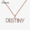 Necklaces DOREMI 3A Zircon Personalized Custom Name Necklace for Women Men Pendant Stone Chain Zirconia Necklace With 4mm Cuban Chain