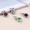 Colares de pingente 10 pcs vidro birthstone encantos para fazer jóias multicolorido redondo pingentes prata cor anel de zinco diy colar 14 x 7mm