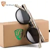 Lunettes de soleil Hu Wood Round pour hommes polarisés rose Uv400 lentille lunettes de soleil femmes Gafas De Sol en bois 2024 Nen Design