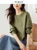 Women's Hoodies Vimly 2024 Autumm Casual Loose Sweatshirts Women Long Sleeve Crop Tops Round Neck Asymmetrical Hem Pullovers Streetwear