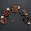 Brooches Tailor Smith Fabric Flower Brooch Metal Lapel Pins Fashion Luxury Casual Designer Suit Stick Pin With Leaf