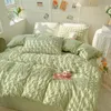 Sovrum uppsättningar sängkläder set queen size säng ark set quilt täcker skolflicka tvättade bomullsark sängar uppsättningar tjej 240127
