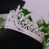 Saç klipleri zirkonya shinning prenses taç kraliçesi kristal düğün gelin tiaras