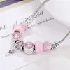 Bracelets de charme Pan Home Bracelet à bricoler soi-même série rose pendentif clé d'amour accessoires en spirale perles de verre livraison directe Otj7K