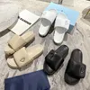 2024 New Designer Brand Slippers Womens Slides Soft Padded Nappa Leather Sandals Mules with Box Women Platform Bread Slipper Flat Slide Summer Beach Sandal