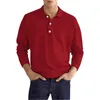 Heren T-shirts Lente Lange mouwen V-hals Knop Effen Casual Top Shirt Tee Mode Zwaar voor mannen