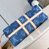 폭발 새로운 여성의 KeepAll Bandoulier E 45 M24315 Bleu Denim 글로벌 유기 섬유 인증면 캔버스 자물쇠 이름 태그 캐빈 크기를 가진 이중 방금 처리 클로저