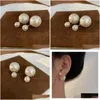 Stud Earrings Classic Double Side Simated Crystal Pearl For Women Gift Luxury Designerjewelry Drop Delivery Jewelry Ot5Dm