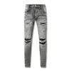 Mens Designer Purple Jeans Biker Slim Fit Motorcykelcyklister denim för män sköljning gör gamla hiphop kvinnor street mode mans svarta byxor lila jeans