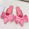 10A Quality Designer Muller Slippers with Big Bow Fashion Pointed Flat Shoes for Women Summer Outfoor Shoes 25953