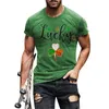 Herr t -skjortor överdimensionerade skjorta unika St. Patrick's Day tryckt män blus elegant rund hals korta ärmar sport blusa maskulina