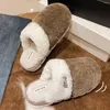 Slippers Cotton Ladies Autumn And Winter 2024 Indoor Home Non-slip Warm Plus Velvet Couple Plush Shoes Men