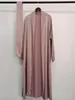 Abbigliamento etnico Eid Abaya musulmano per le donne Abito cardigan kimono Manica svasata Marocco Ramadan Abaya con lacci Caftano Abito lungo Vestido Largo