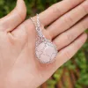 Pendants Handwork Natural Crystal Stone Net pocket pendant Necklace Healing Reiki Hangings Craft With Weave Rope DIY Jewelry Rose Gold