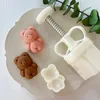 Baking Moulds 30g Mooncake Mold Cartoon Bear Pattern Stamps Hand Press Plungers Pastry Tools Mid-autumn Festival Moon Cake Dessert