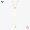 Pendants Aide 925 Sterling Silver Simple Long Chain Necklace For Women Y Shaped Minimalist Deilcate Fine Jewelry Wedding Party Gift