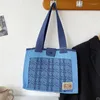 Shopping Bags Large Capacity Weave Student Line Shoulder Bag Versatile Women Girl Handwoven Handbag Knot Wrist Stripe Pattern