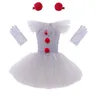 Vestidos de garotas Joker Pennywise Girls Tutu Dress Kids Kids cinza Creepy Clown Fantas -figurin