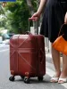 juwelendoosKoffers Op maat gemaakt plantaardig gelooid leer Handgemaakte koffer 20-inch Retro Zakenreizen Stille universele wieltrekstang