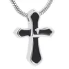 IJD10026 Couleur argent et noir conception Unique croix crémation pendentif hommes femmes cadeau urne collier tenir les cendres de vos proches Casket227l