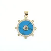 Pendant Necklaces Blue Turquoise Stone Round CZ Zircon Gold Plated Bracelet Necklace Findings Accessories For Women DIY Jewelry Making