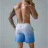 Erkek Şort Erkekler Yüzme Beş Puan Gradyan Baskısı Baskılı Spor Hızlı Kurutucu Büyük Kısa Saf Plaj Pantolon Giysileri