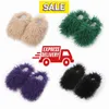 2024 Brand designer hot selling women fur slippers Pool Pillow mule women fur white black orange metal chain casual flat shoes slippers casual shoes