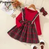 Prowow – robes de noël pour filles de 4 à 7 ans, robe à carreaux à manches longues avec nœud papillon, vêtements pour enfants