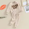 Kledingsets 2024-09-21 Lioraitiin 0-3Y Peuter Baby Boy Game Day-kledingset Sweatshirt met lange mouwen Pullover Tops Joggers Broek Outfit