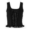 Women's Tanks Gothic Crop Tops Spaghetti Strap Mesh Slim Fit Bustier Corset Goth Punk Grunge Fairycore Camisole Sexy Y2K Outfits Vests
